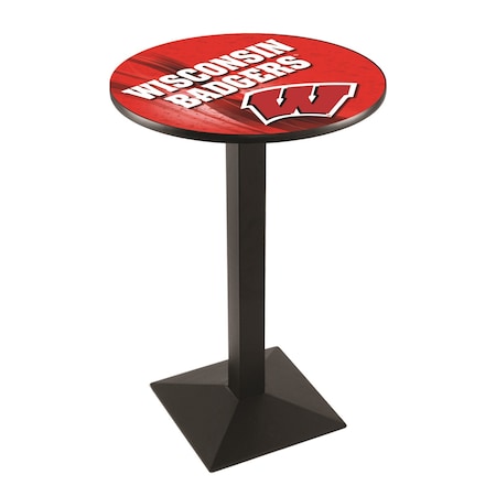 Holland Bar Stool Co 42" Blk Wrinkle Wisconsin "W" Pub Table, 28" dia. Top L217B4228Wisc-W-D2